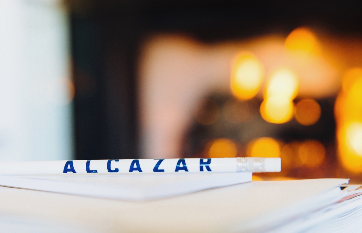 Alcazar Hotel Stationary with Fireplace Background